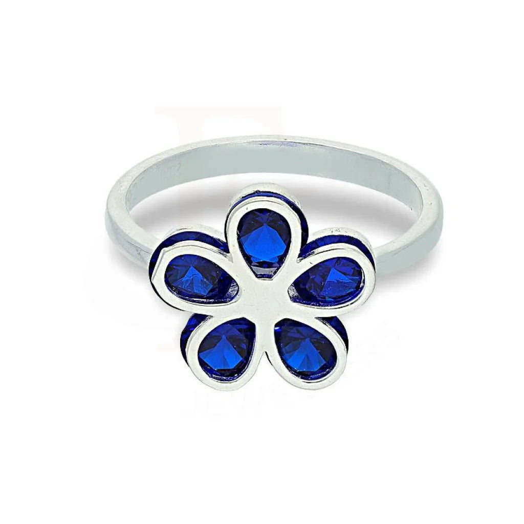 Italian Silver 925 Flower With Blue Stones Ring - Fkjrnsl2119 Rings