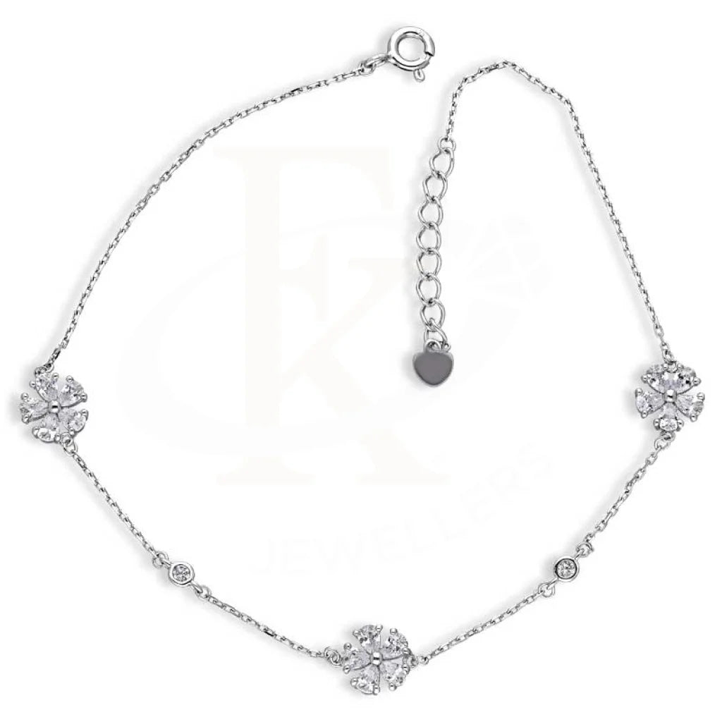 Sterling Silver 925 Flowers Anklet - Fkjanklsl2028 Anklets