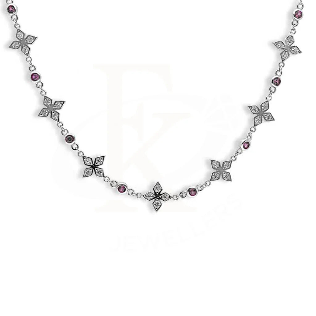 Sterling Silver 925 Flowers Shaped Necklace - Fkjnklsl2954 Necklaces