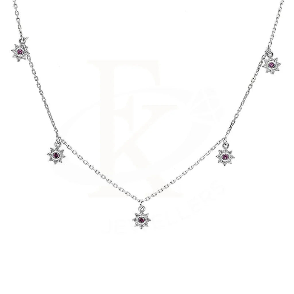 Sterling Silver 925 Flowers Shaped Solitaires Necklace - Fkjnklsl2895 Necklaces