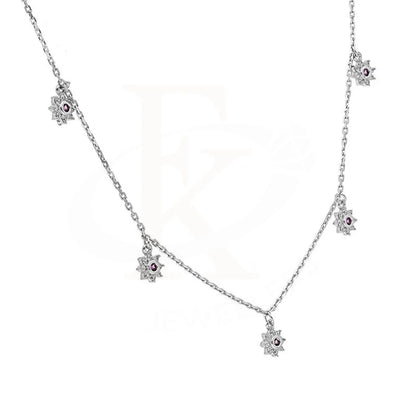 Sterling Silver 925 Flowers Shaped Solitaires Necklace - Fkjnklsl2895 Necklaces