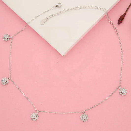 Sterling Silver 925 Flowers Shaped Solitaires Necklace - Fkjnklsl2925 Necklaces