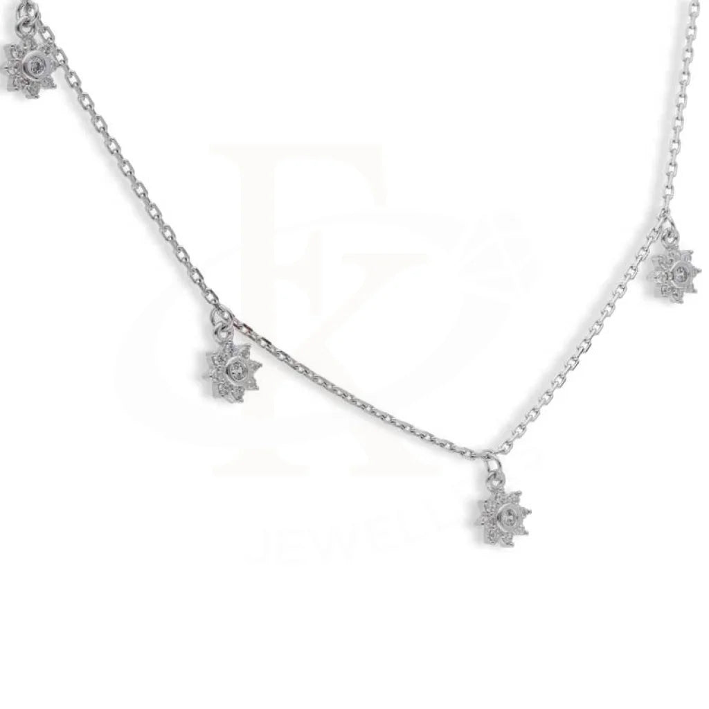 Sterling Silver 925 Flowers Shaped Solitaires Necklace - Fkjnklsl2925 Necklaces