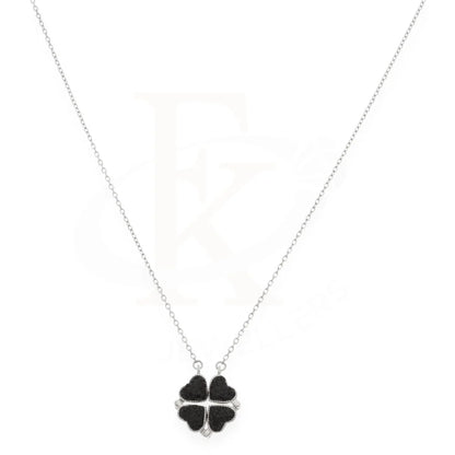 Sterling Silver 925 Four Leaf Clover Reversible Dual Heart Necklace - Fkjnklsl8071 Necklaces