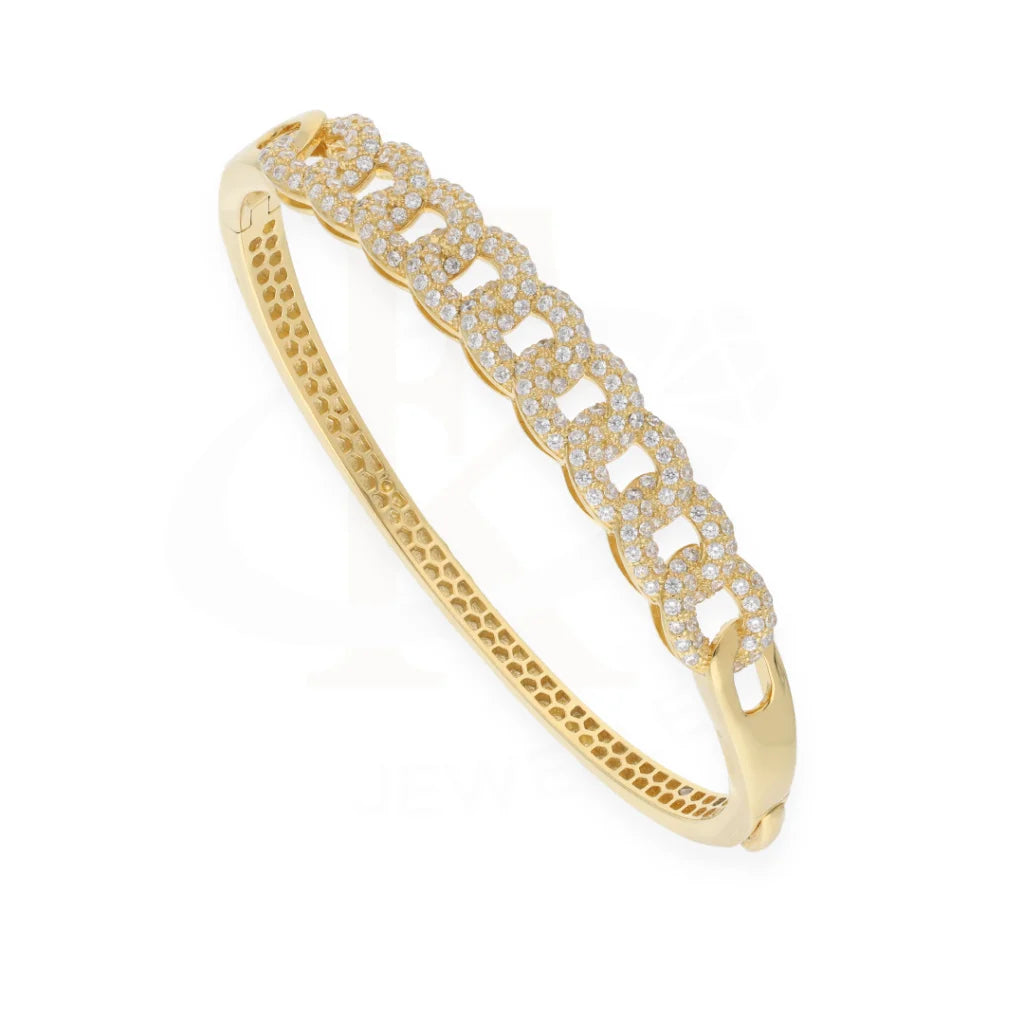 Sterling Silver 925 Gold Plated Zircon Criss Cross Bangle - Fkjbngsl7932 Bangles