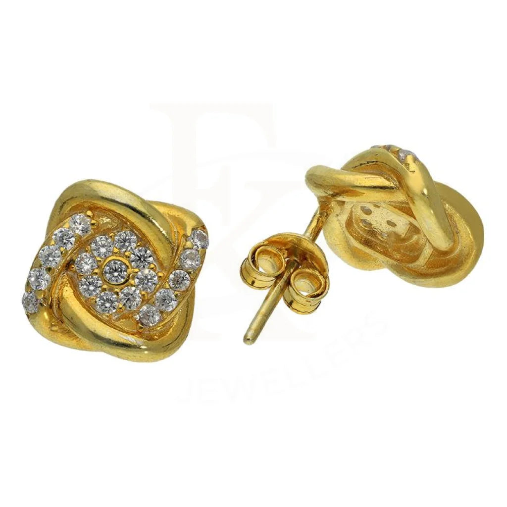 Italian Silver 925 Gold Plated Flower Knot Stud Earrings - Fkjernsl2494