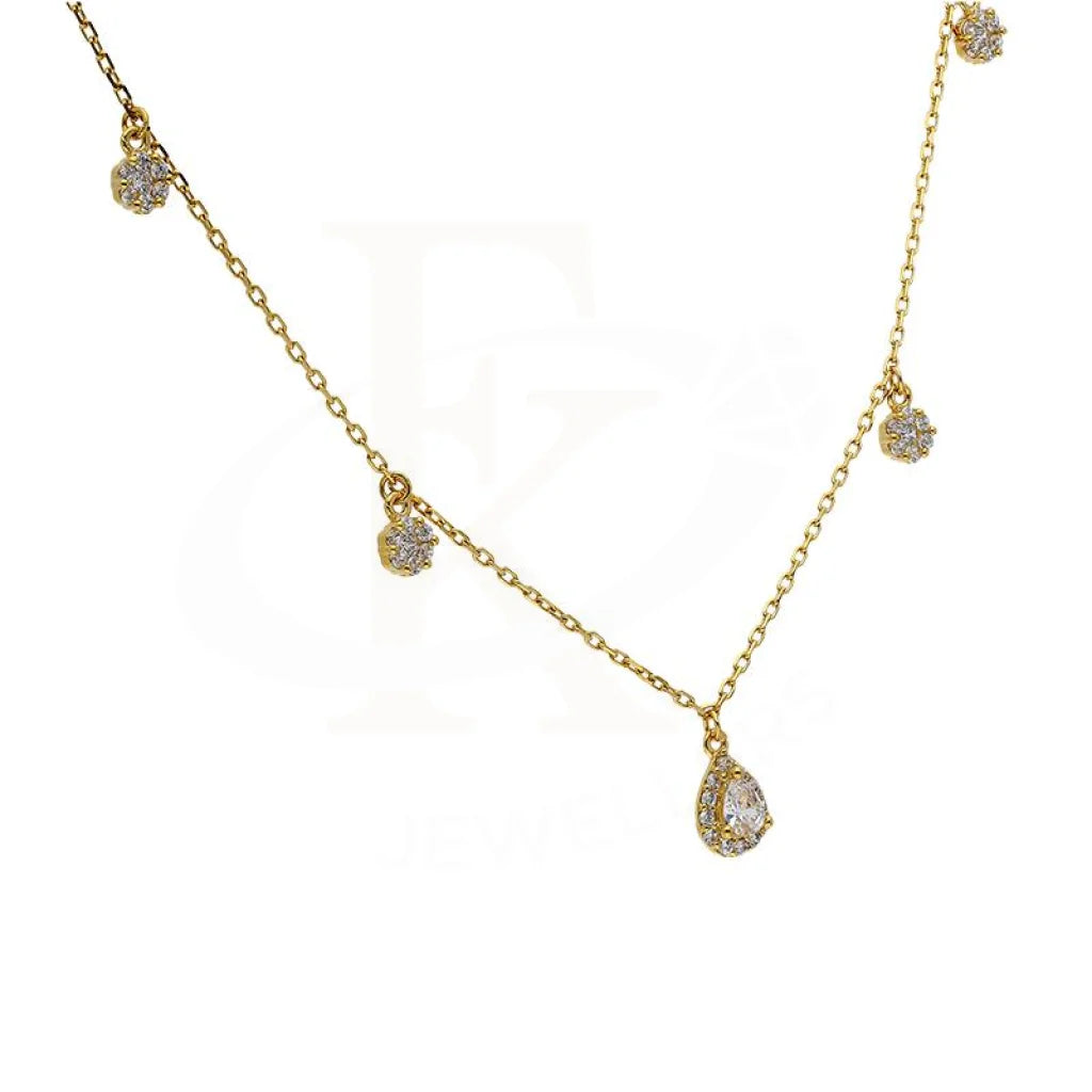 Sterling Silver 925 Gold Plated Flowers And Pear Shaped Necklace - Fkjnklsl2919 Necklaces