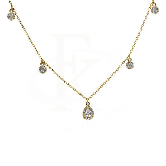 Sterling Silver 925 Gold Plated Flowers And Pear Shaped Necklace - Fkjnklsl2919 Necklaces