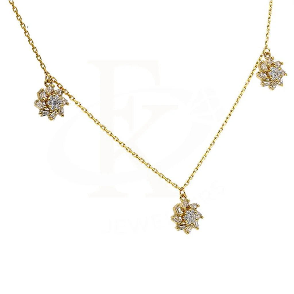 Sterling Silver 925 Gold Plated Flowers Necklace - Fkjnklsl2912 Necklaces