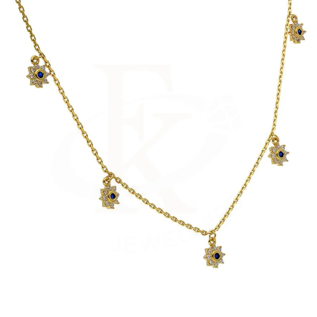 Sterling Silver 925 Gold Plated Flowers Solitaires Necklace - Fkjnklsl2901 Necklaces