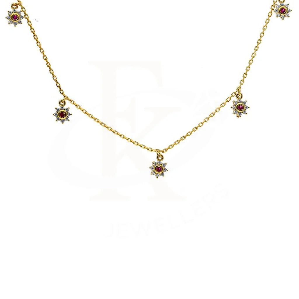 Sterling Silver 925 Gold Plated Flowers Solitaires Necklace - Fkjnklsl2906 Necklaces