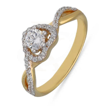 Sterling Silver 925 Gold Plated Heart Shaped Solitaire Ring - Fkjrnsl3535 Rings