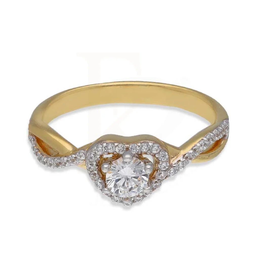 Sterling Silver 925 Gold Plated Heart Shaped Solitaire Ring - Fkjrnsl3535 Rings