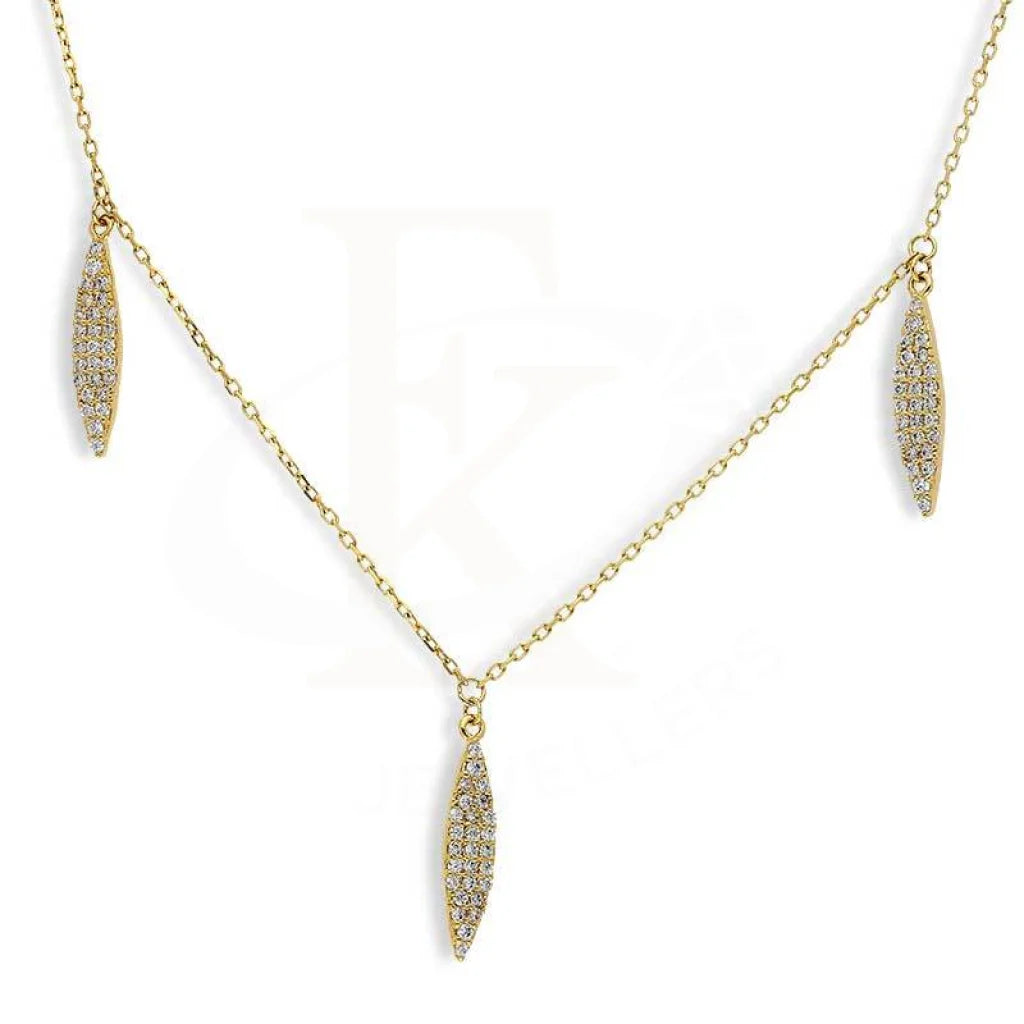 Sterling Silver 925 Gold Plated Leaf Necklace - Fkjnklsl2881 Necklaces