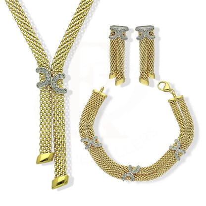 Italian Silver 925 Gold Plated Pendant Set (Necklace Earrings And Bracelet) - Fkjnklstsl2255 Sets