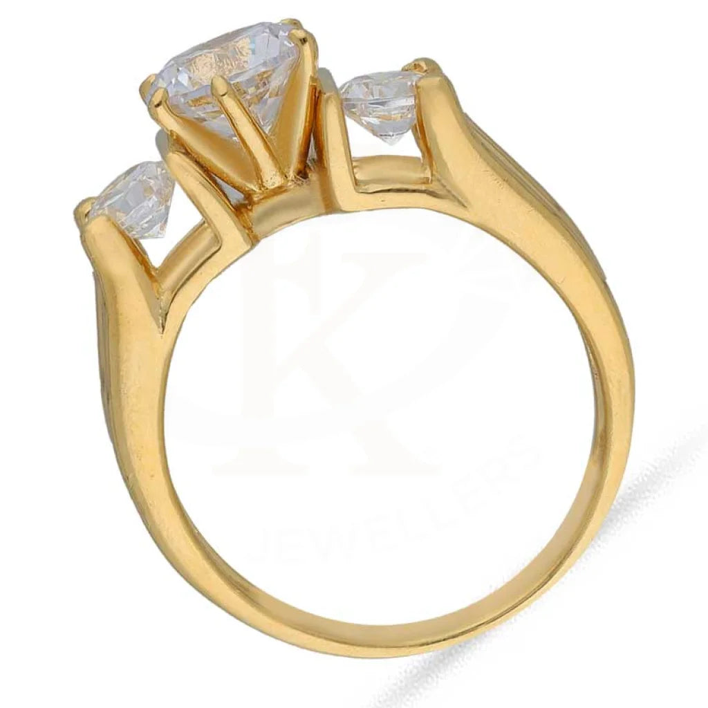 Sterling Silver 925 Gold Plated Round Shaped Solitaire Ring - Fkjrnsl3533 Rings