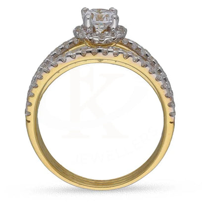Sterling Silver 925 Gold Plated Round Shaped Solitaire Ring - Fkjrnsl3536 Rings