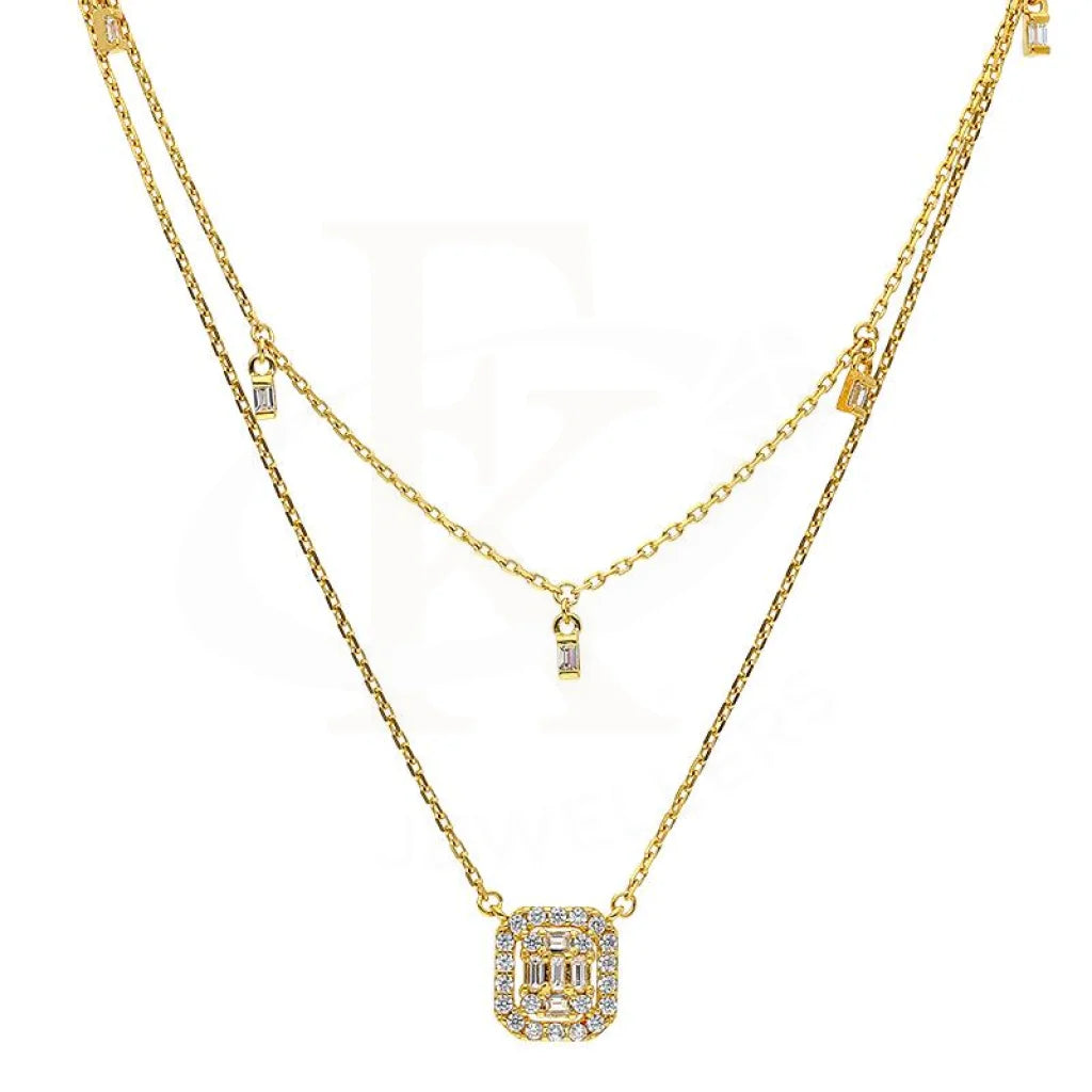 Sterling Silver 925 Gold Plated Solitaires Necklace - Fkjnklsl2903 Necklaces