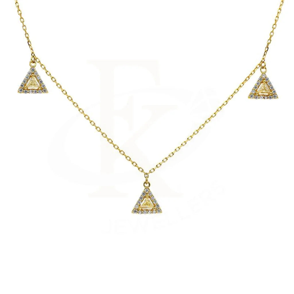 Sterling Silver 925 Gold Plated Solitaires Necklace - Fkjnklsl2905 Necklaces