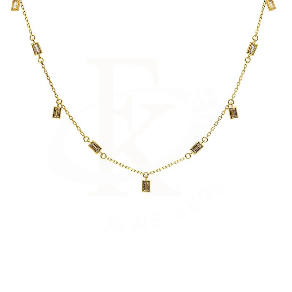 Sterling Silver 925 Gold Plated Solitaires Necklace - Fkjnklsl2908 Necklaces