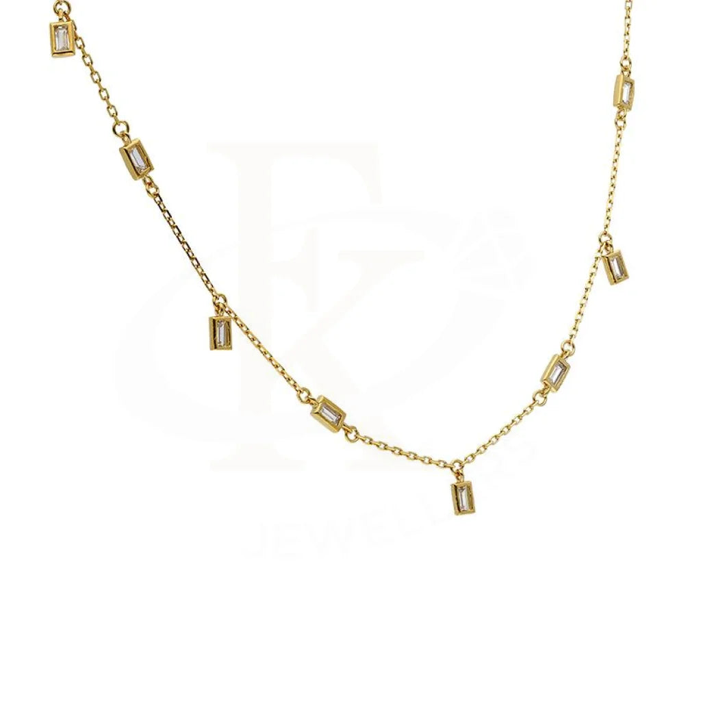 Sterling Silver 925 Gold Plated Solitaires Necklace - Fkjnklsl2908 Necklaces