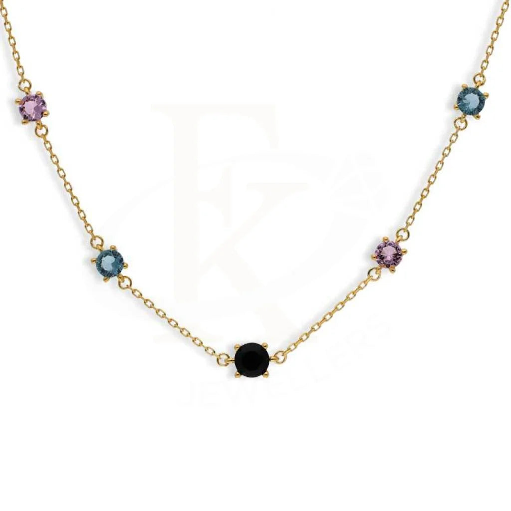 Sterling Silver 925 Gold Plated Solitaires Necklace - Fkjnklsl2931 Necklaces