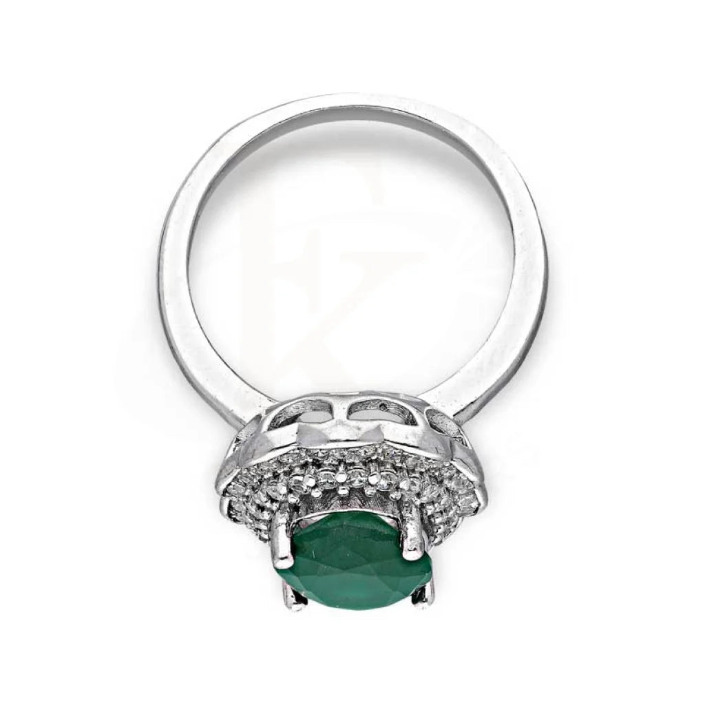 Italian Silver 925 Green Oval Shaped Solitaire Ring - Fkjrnsl3518 Rings