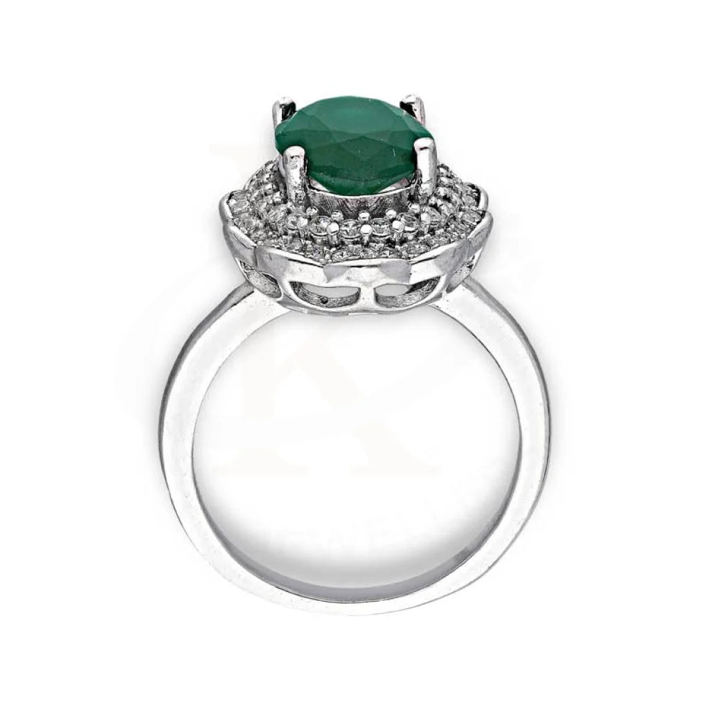 Italian Silver 925 Green Oval Shaped Solitaire Ring - Fkjrnsl3518 Rings