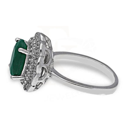 Italian Silver 925 Green Oval Shaped Solitaire Ring - Fkjrnsl3518 Rings