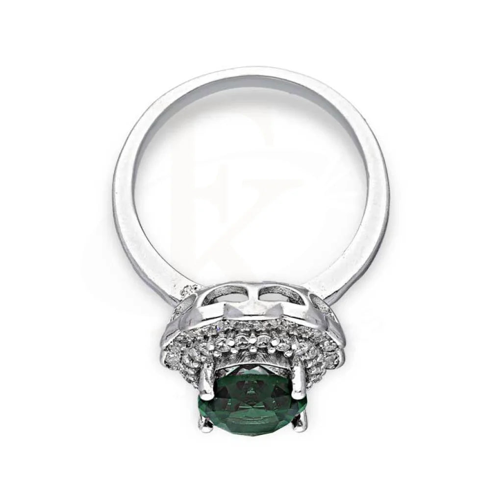 Italian Silver 925 Green Oval Shaped Solitaire Ring - Fkjrnsl3519 Rings