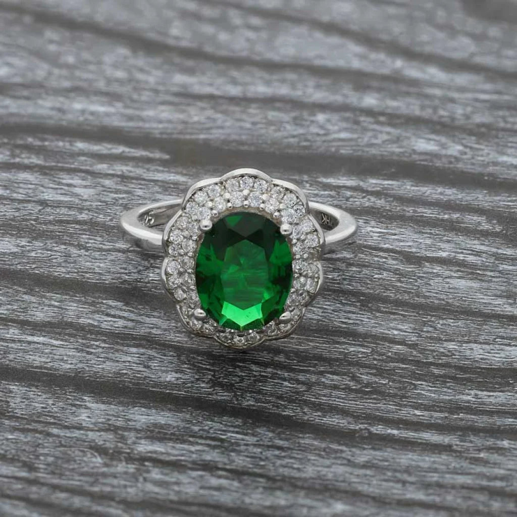 Italian Silver 925 Green Oval Shaped Solitaire Ring - Fkjrnsl3519 Rings