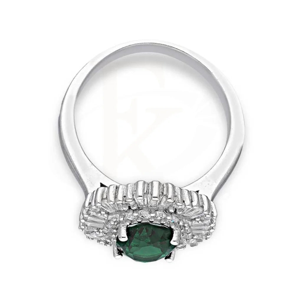 Italian Silver 925 Green Oval Shaped Solitaire Ring - Fkjrnsl3520 Rings