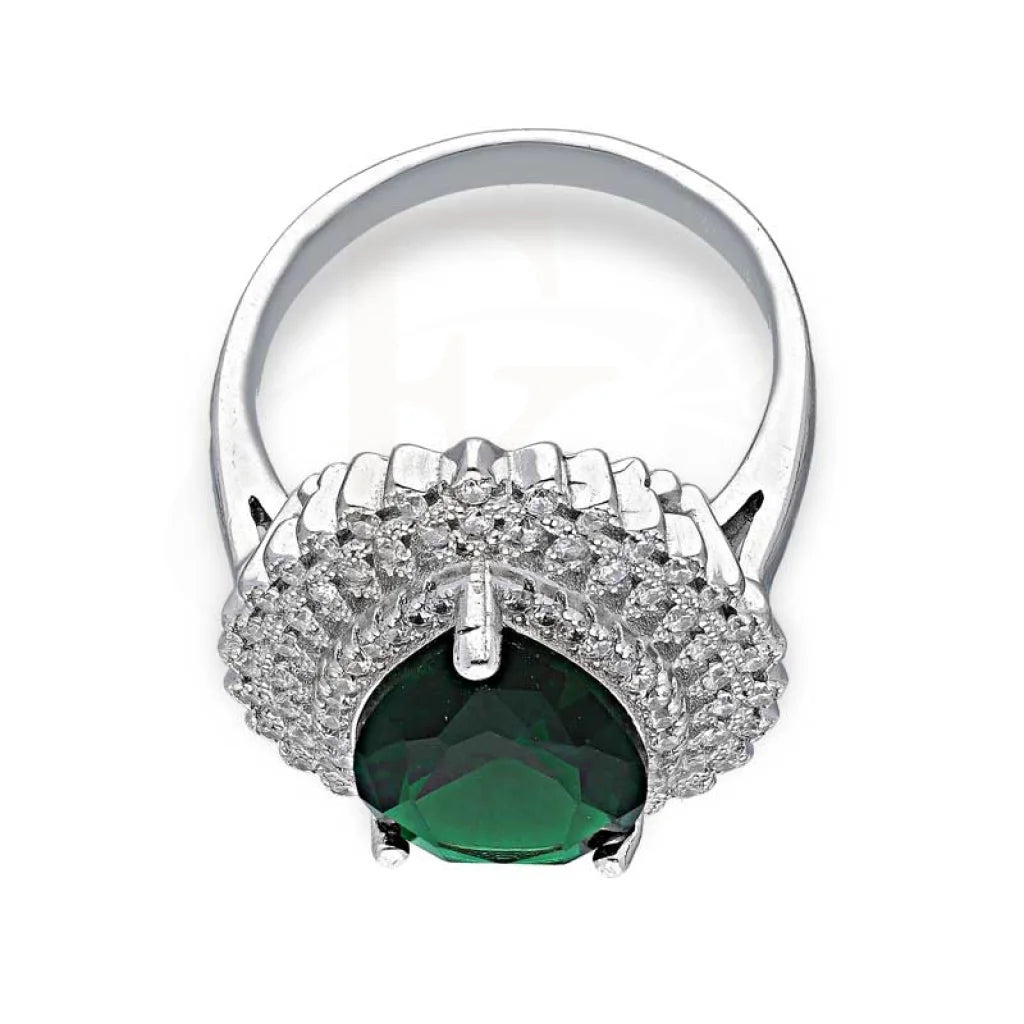 Italian Silver 925 Green Pear Shaped Solitaire Ring - Fkjrnsl3516 Rings