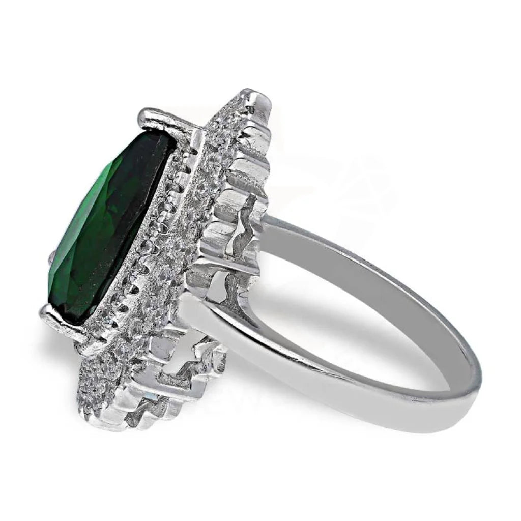 Italian Silver 925 Green Pear Shaped Solitaire Ring - Fkjrnsl3516 Rings