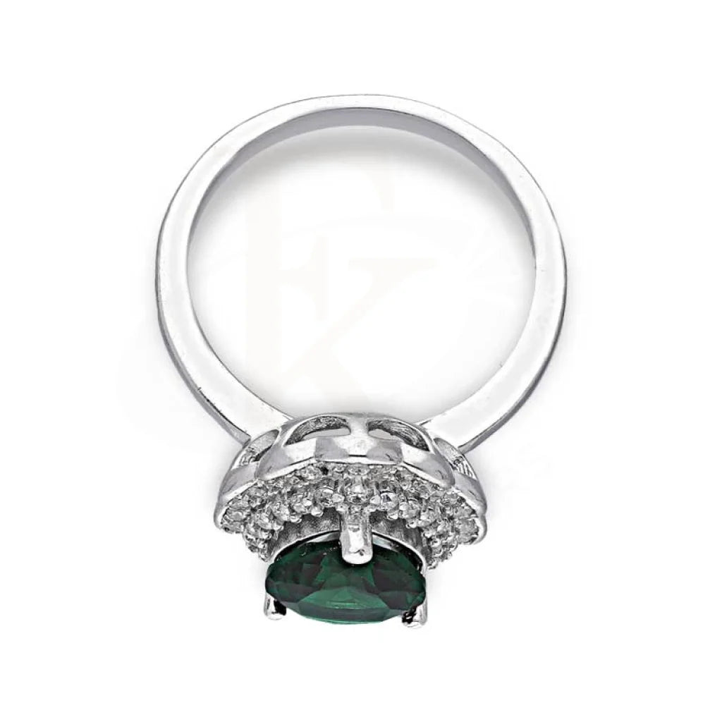 Italian Silver 925 Green Pear Shaped Solitaire Ring - Fkjrnsl3517 Rings