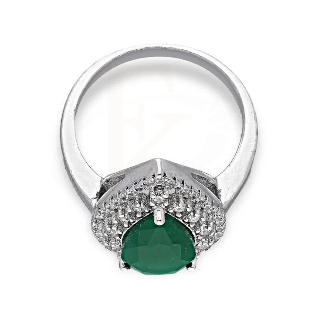 Italian Silver 925 Green Pear Shaped Solitaire Ring - Fkjrnsl3524 Rings