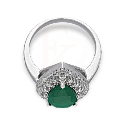 Italian Silver 925 Green Pear Shaped Solitaire Ring - Fkjrnsl3524 Rings