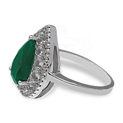 Italian Silver 925 Green Pear Shaped Solitaire Ring - Fkjrnsl3524 Rings