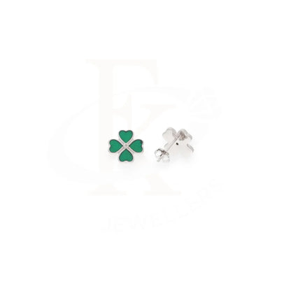 Sterling Silver 925 Green Shamrock Clover Earrings - Fkjernsl8026