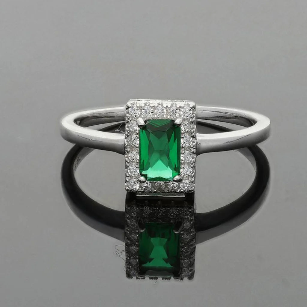 Italian Silver 925 Green Solitaire Ring - Fkjrnsl2485 Rings