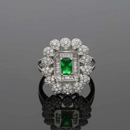 Italian Silver 925 Green Solitaire Ring - Fkjrnsl3523 Rings