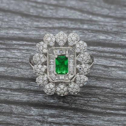 Italian Silver 925 Green Solitaire Ring - Fkjrnsl3523 Rings