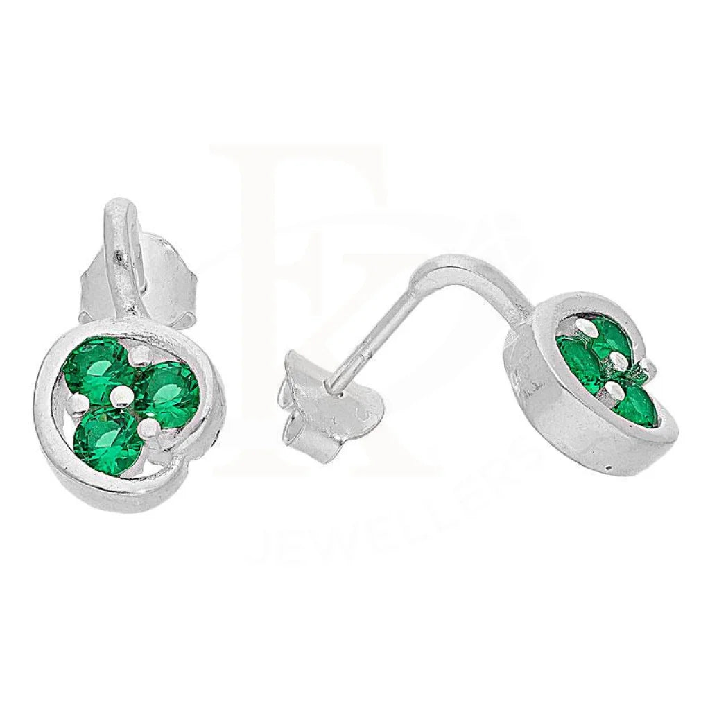 Italian Silver 925 Green Triple Solitaire Pendant Set (Necklace Earrings And Ring) - Fkjnklstsl2107