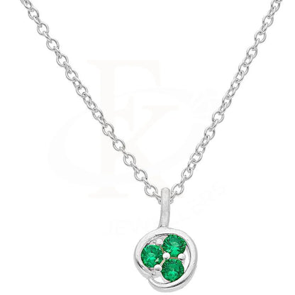 Italian Silver 925 Green Triple Solitaire Pendant Set (Necklace Earrings And Ring) - Fkjnklstsl2107