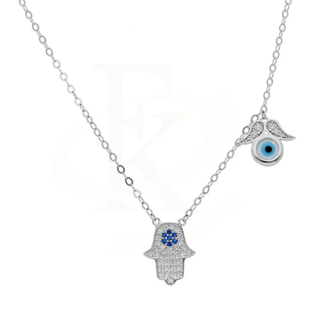 Italian Silver 925 Hamsa Hand And Evil Eye Necklace - Fkjnkl1949 Necklaces