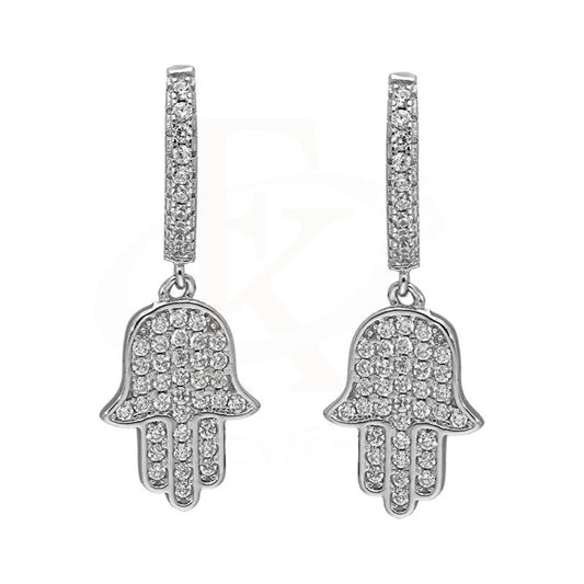 Italian Silver 925 Hamsa Hand Drop Earrings - Fkjernsl2477