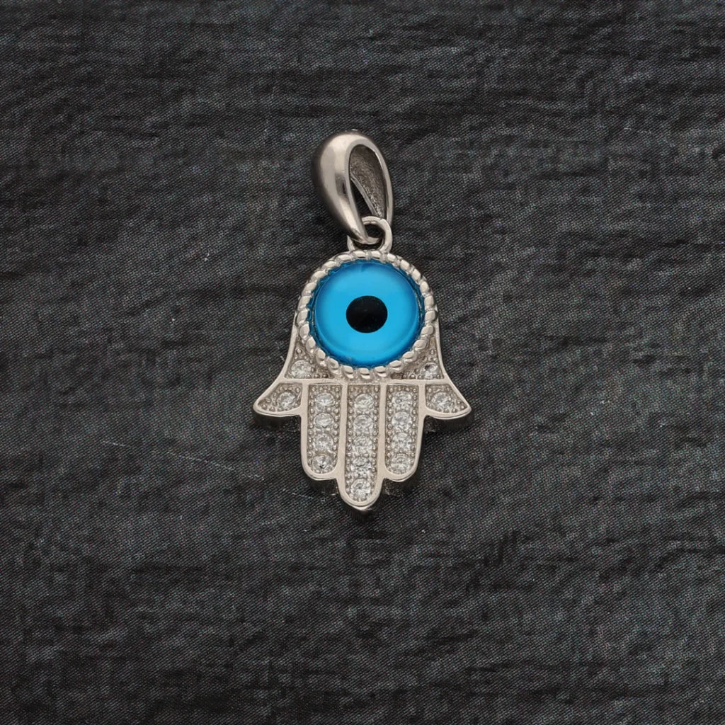 Sterling Silver 925 Hamsa Hand With Eye Pendant - Fkjpndsl8604 Necklaces