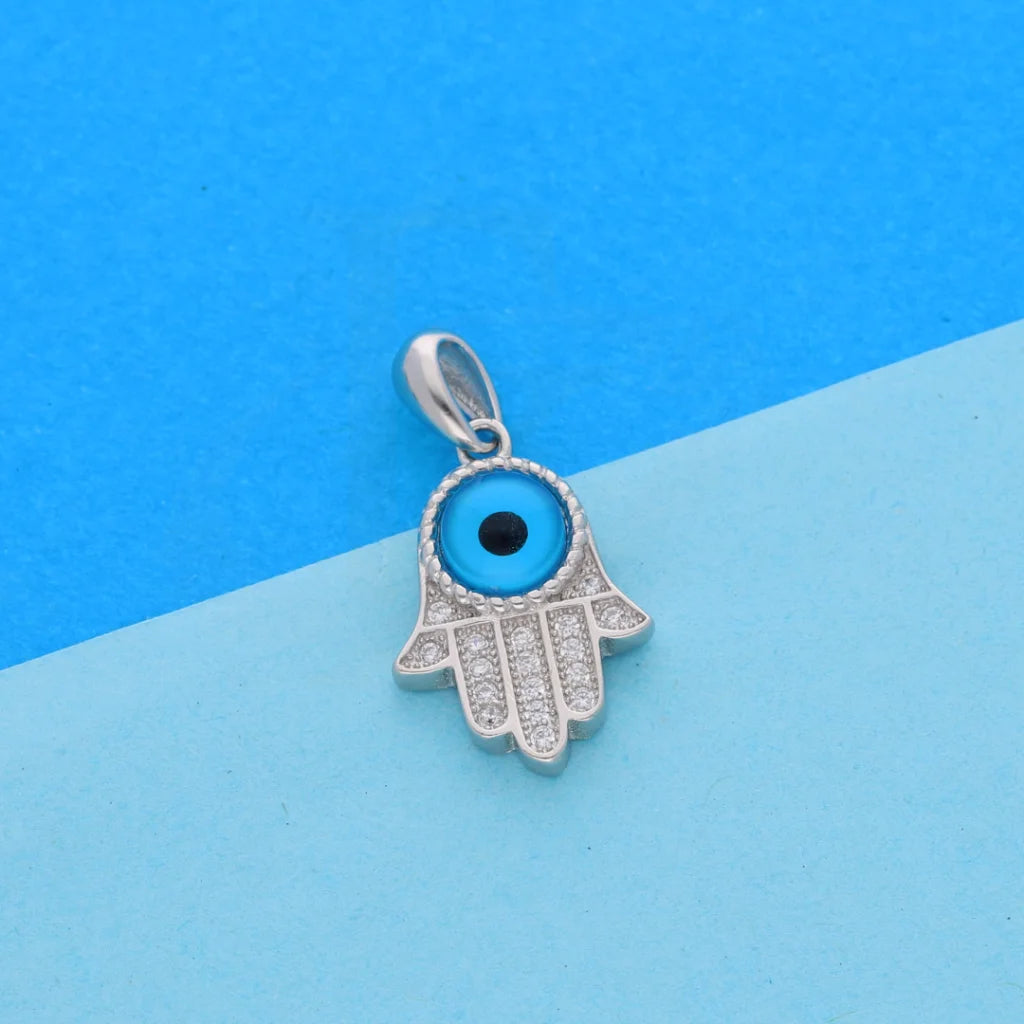 Sterling Silver 925 Hamsa Hand With Eye Pendant - Fkjpndsl8604 Necklaces