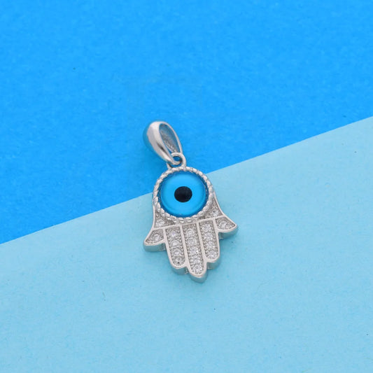 Sterling Silver 925 Hamsa Hand With Eye Pendant - Fkjpndsl8604 Necklaces