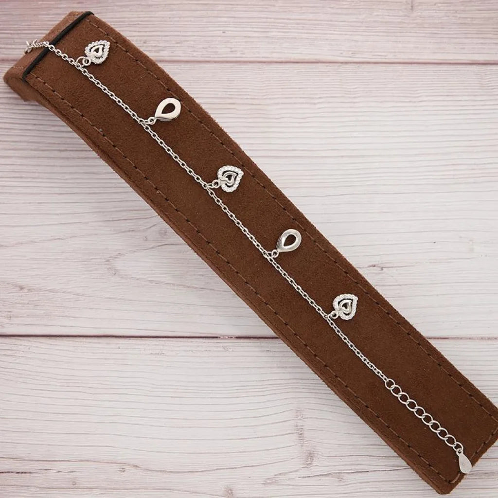 سوار فضة إيطالي عيار 925 مُعلق على شكل قلوب وأجاص - Fkjbrlsl2610